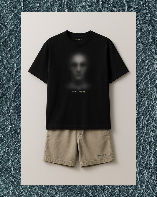 “STILL HERE” design shorts - t-shirt (together)